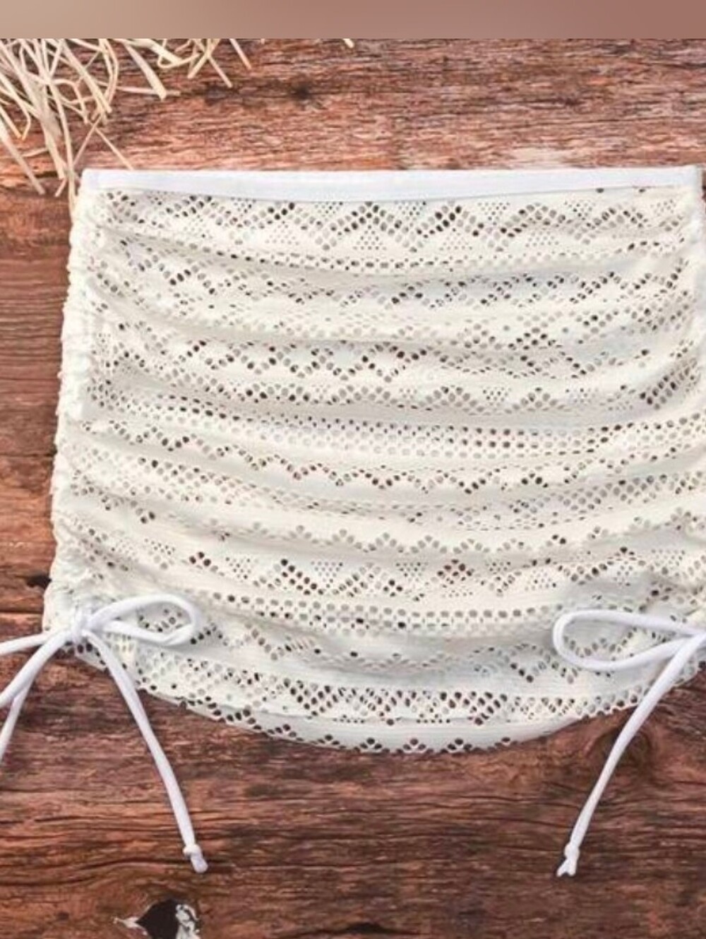 White Crochet Drawstring Skirt